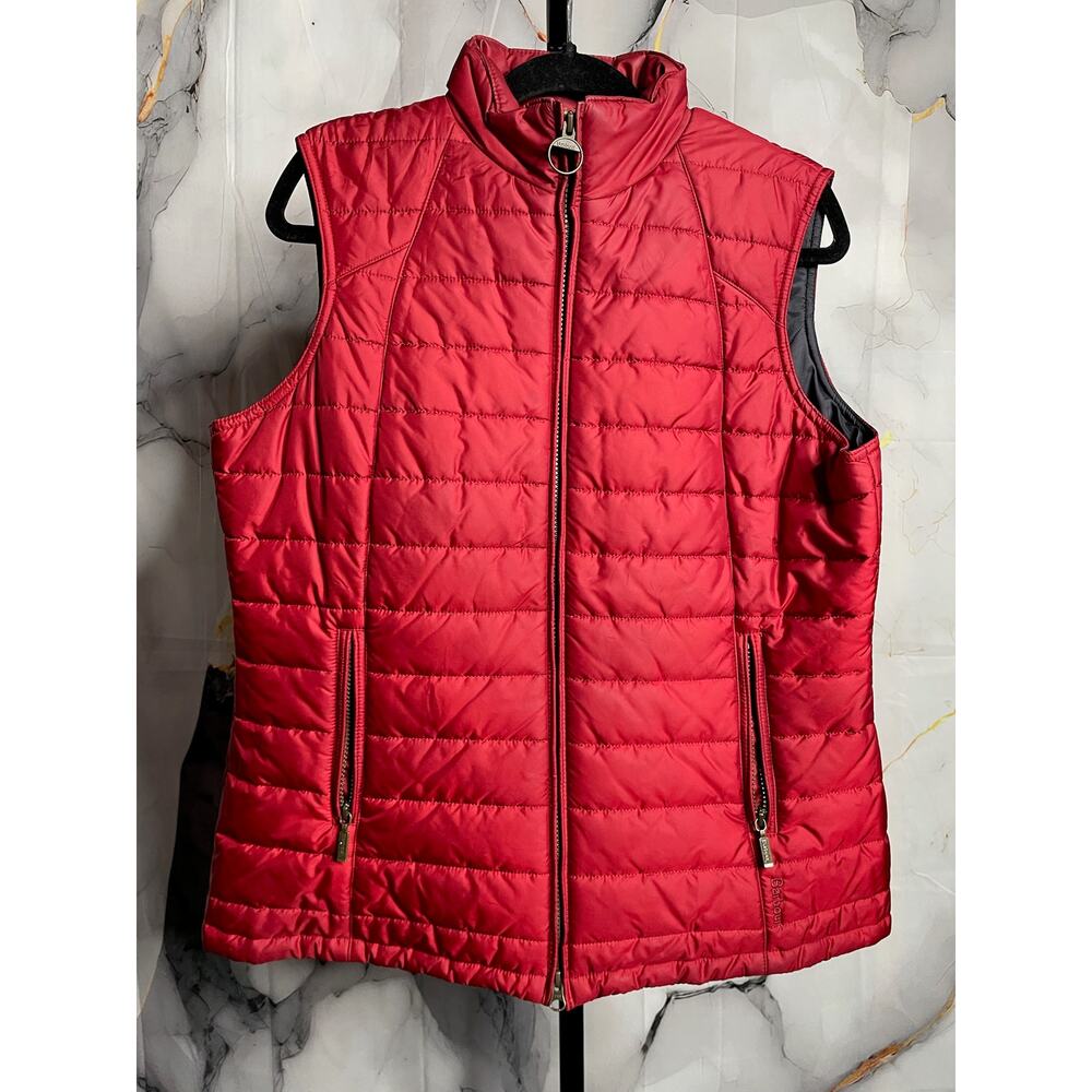 Barbour Red Quilted Puffer Vest Size 12
